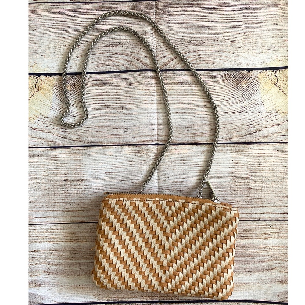 Tan & White woven Crossbody Bag by Street Level